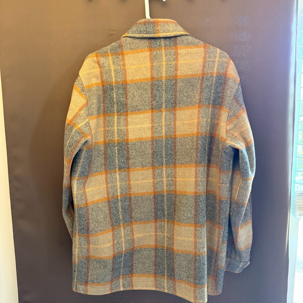 Pendleton Gray & Orange Plaid Wool Shacket - image 3